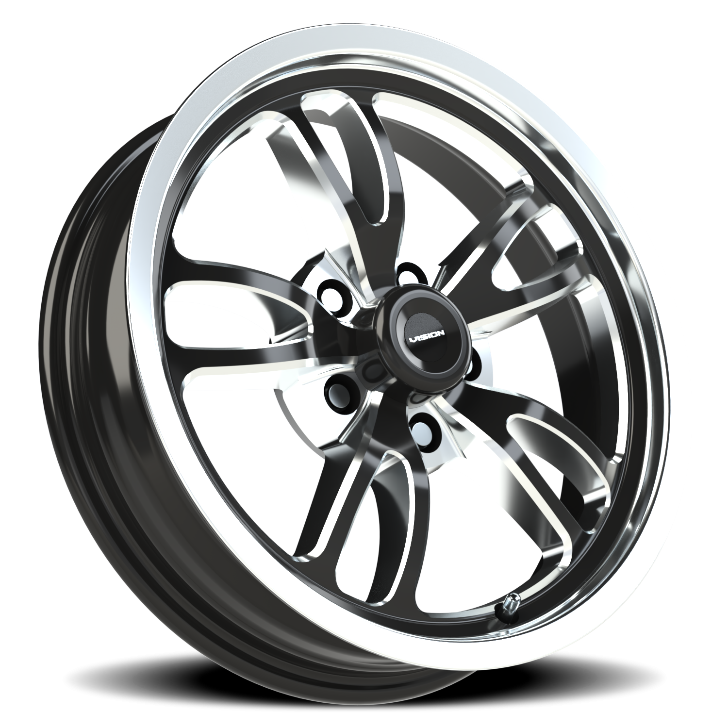 Vision Patriot 17X4.5 Gloss Black Milled Spoke Polished Lip Wheel