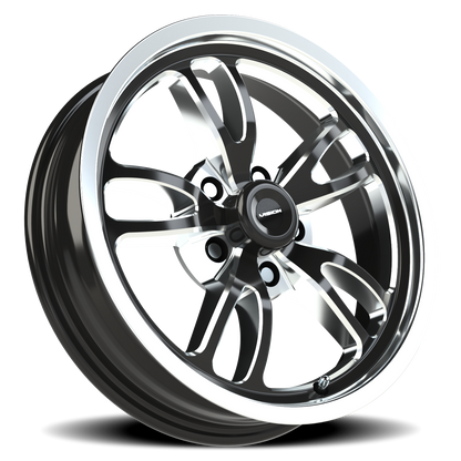 Vision Patriot 17X4.5 Gloss Black Milled Spoke Polished Lip Wheel
