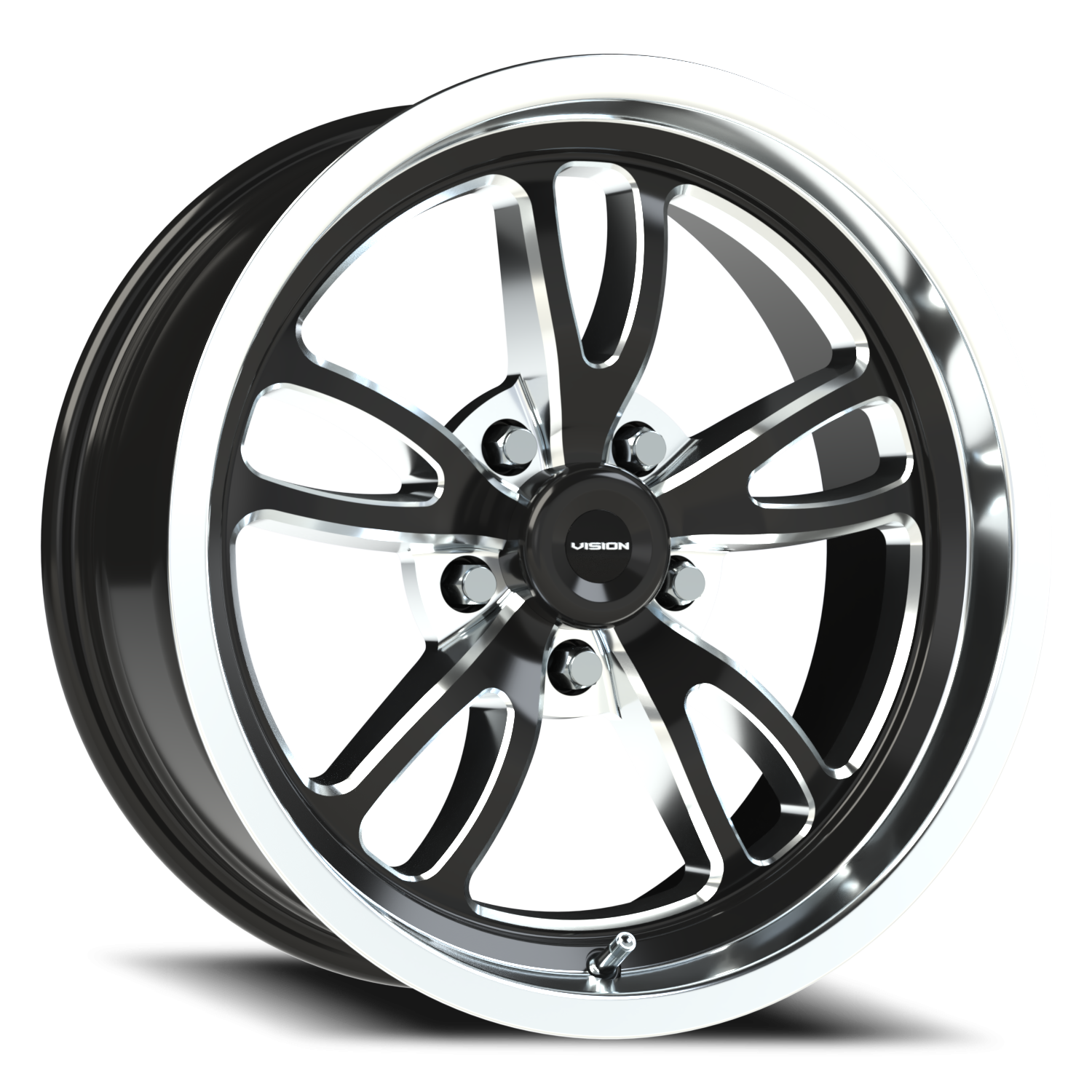 Vision Patriot 17X7 Gloss Black Milled Spoke Polished Lip Wheel