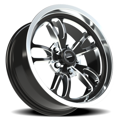 Vision Patriot 17X7 Gloss Black Milled Spoke Polished Lip Wheel
