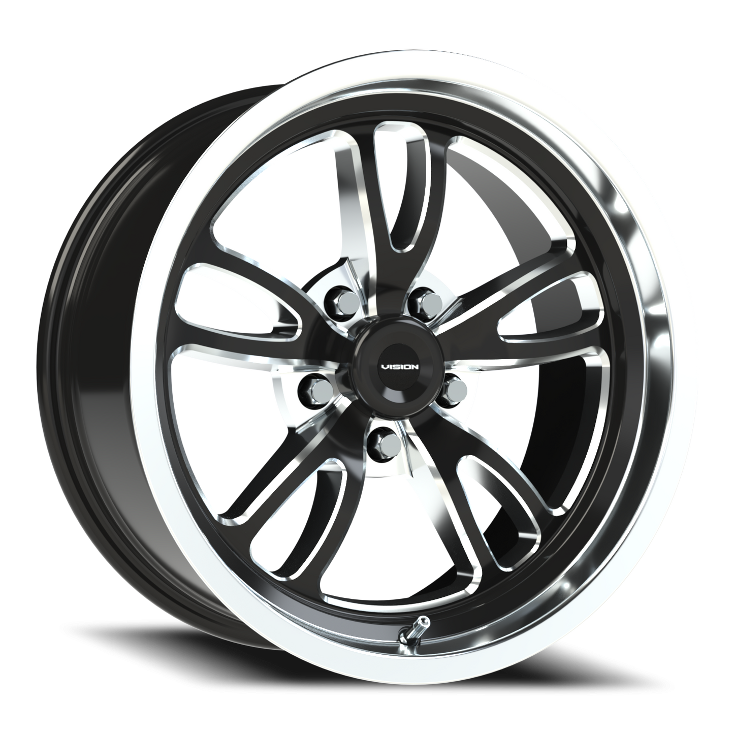 Vision Patriot 17X8 Gloss Black Milled Spoke Polished Lip Wheel