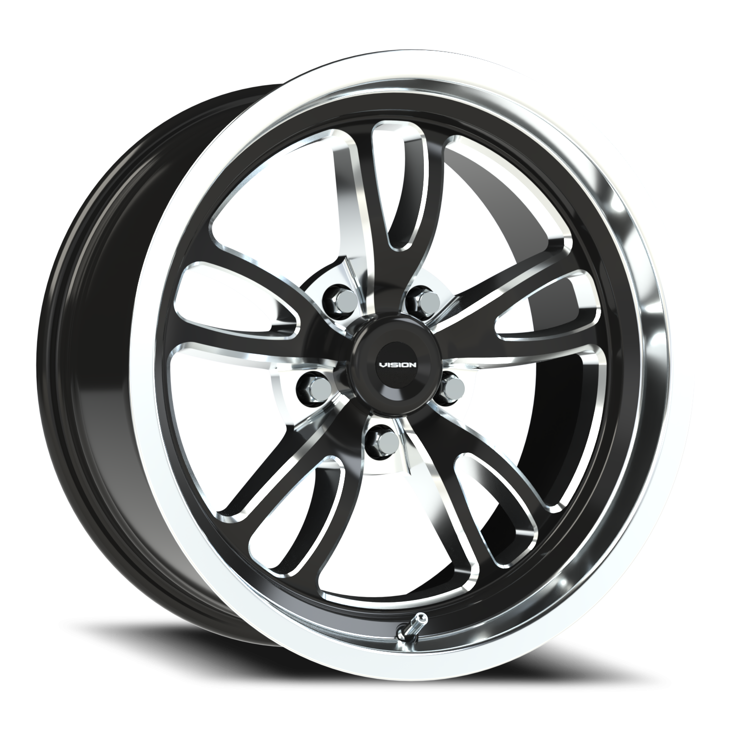 Vision Patriot 17X8 Gloss Black Milled Spoke Polished Lip Wheel