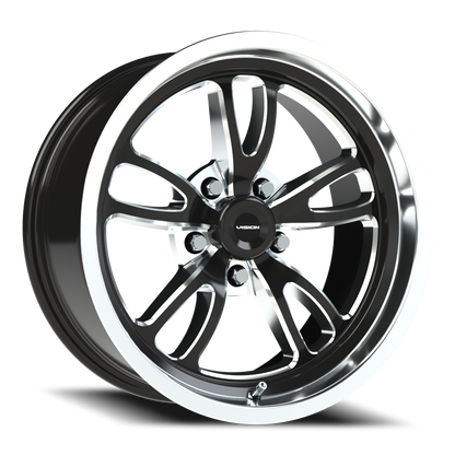 Vision Patriot 17X8 Gloss Black Milled Spoke Polished Lip Wheel