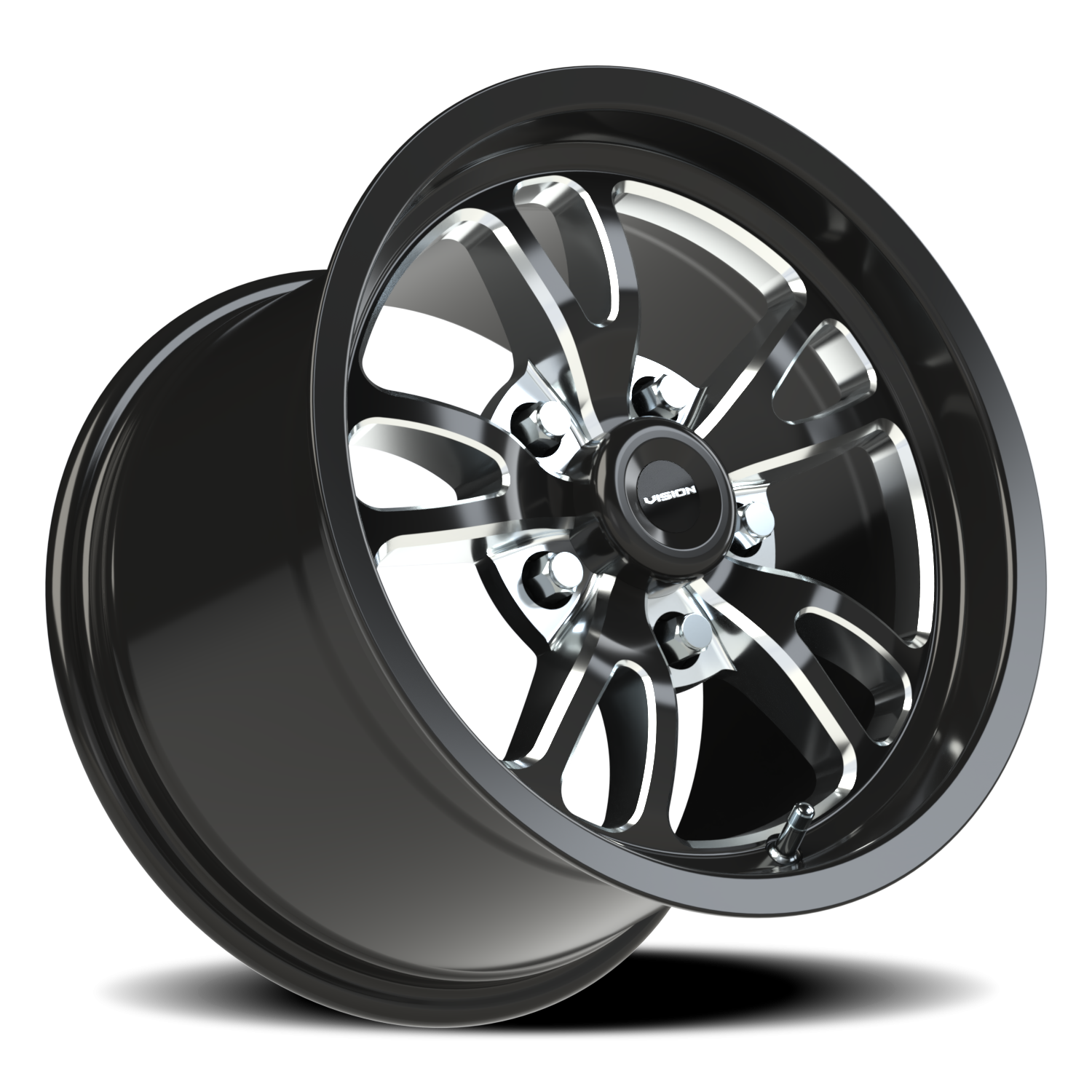 Vision Patriot 15X10 Gloss Black Milled Spoke Wheel