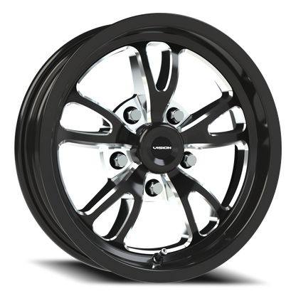Vision Patriot 15X4 Gloss Black Milled Spoke Wheel