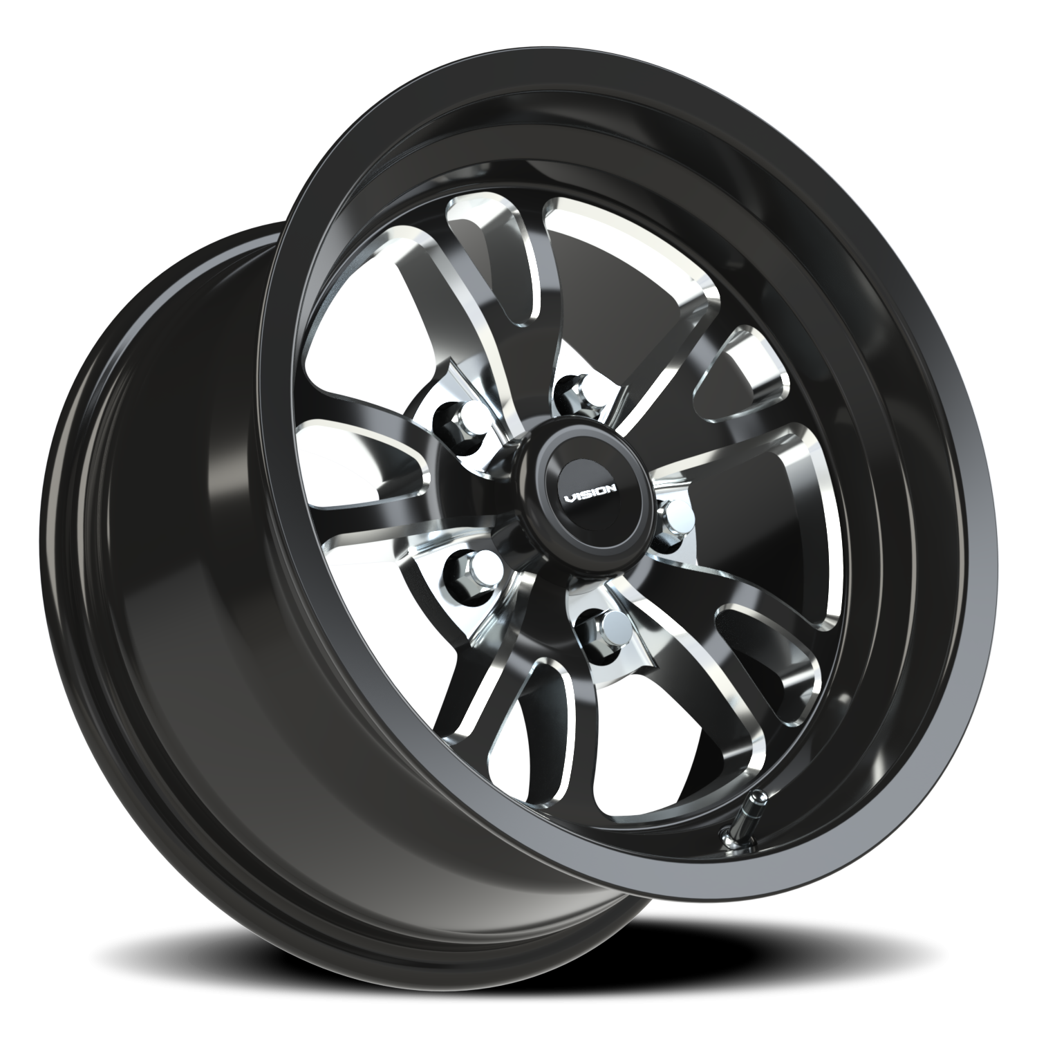 Vision Patriot 15X8 Gloss Black Milled Spoke Wheel