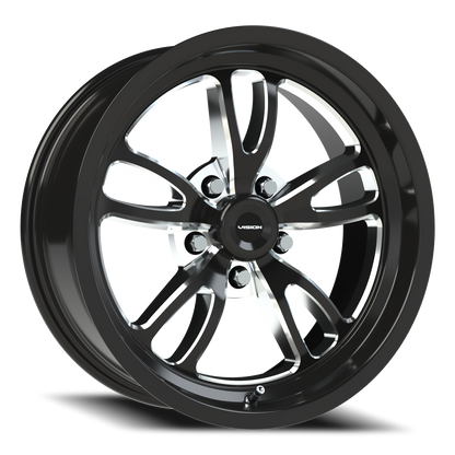 Vision Patriot 17X7 Gloss Black Milled Spoke Wheel