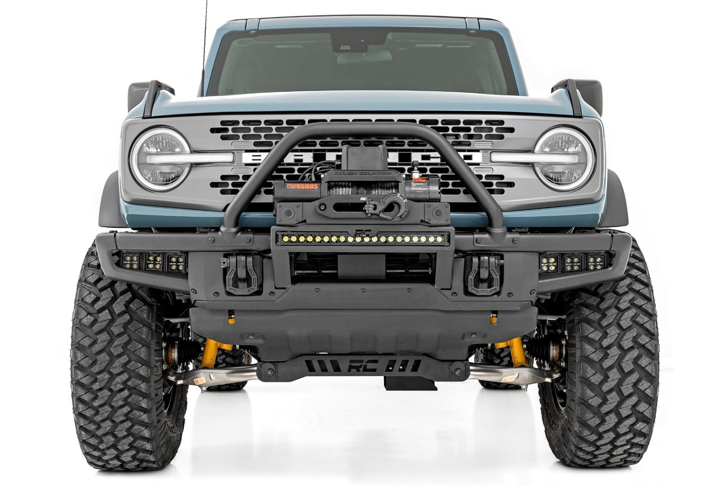 High Winch Mount | All Models | 12000S | 20 Inch Black Single Row LED | Ford Bronco (21-26)