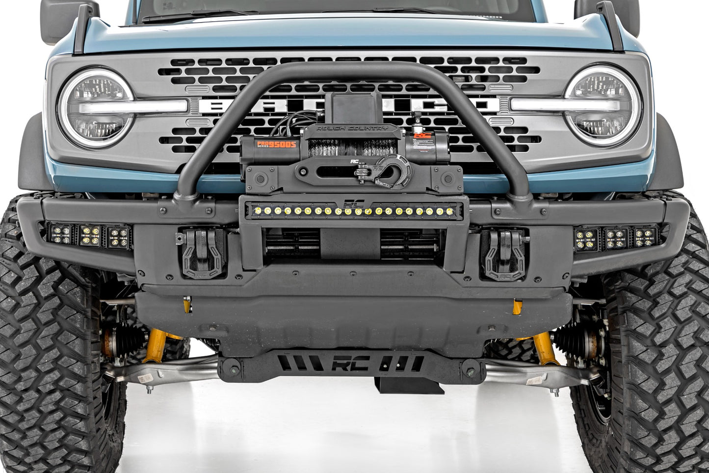 High Winch Mount | All Models | 20 Inch Black Single Row LED | DRL | Ford Bronco (21-26)