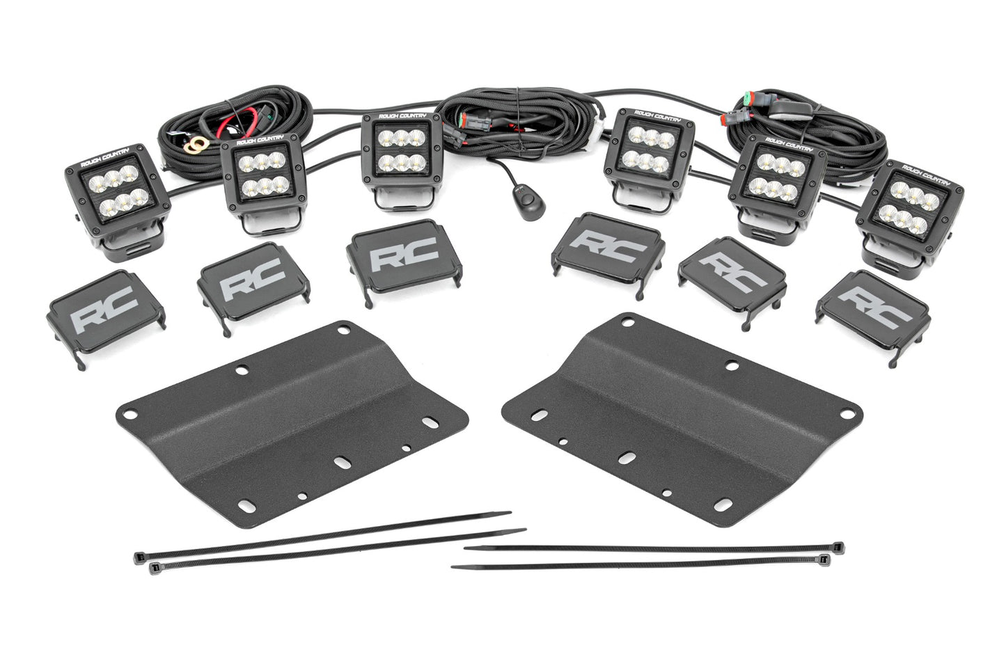 LED Light Kit | Fog Mount | Triple 2" Black Pair | Flood | Ford Bronco (21-26)
