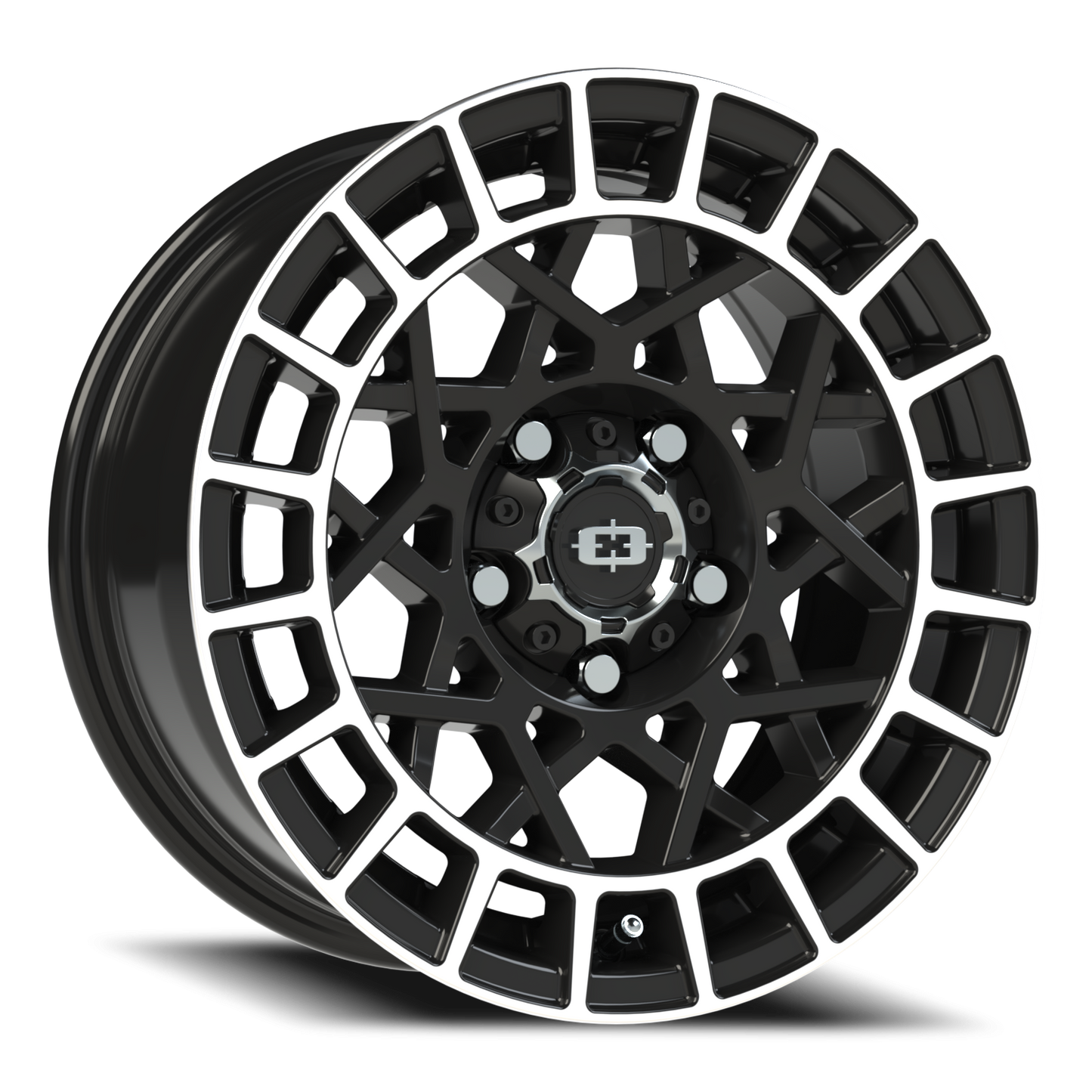 Vision Savage 15X7 Gloss Black Machined Lip Wheel