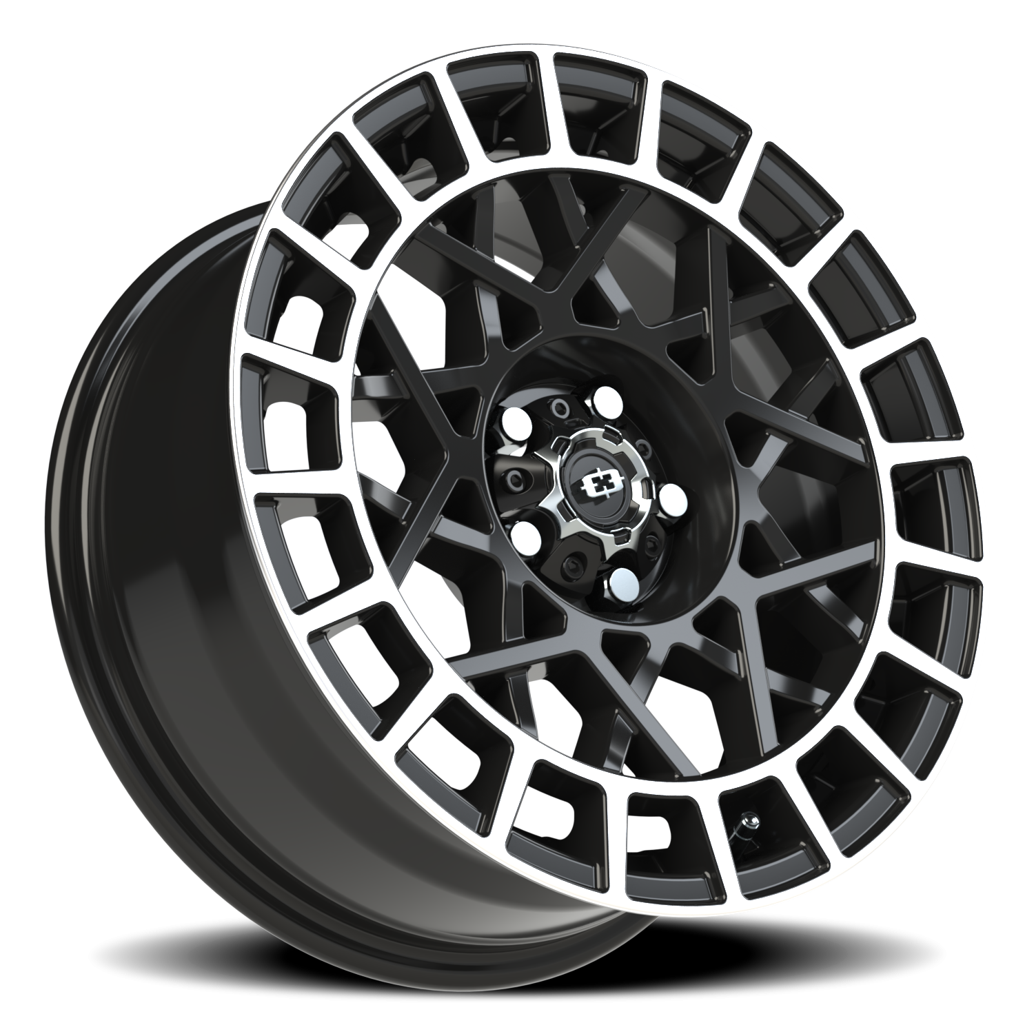 Vision Savage 16X7 Gloss Black Machined Lip Wheel