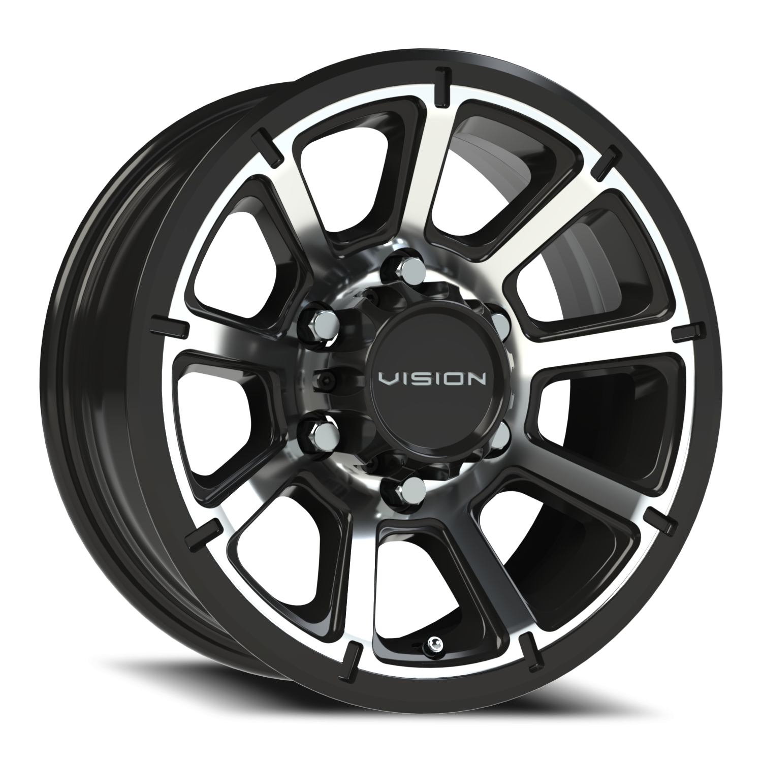 Vision Turbine 15X6 Gloss Black Machined Face Wheel