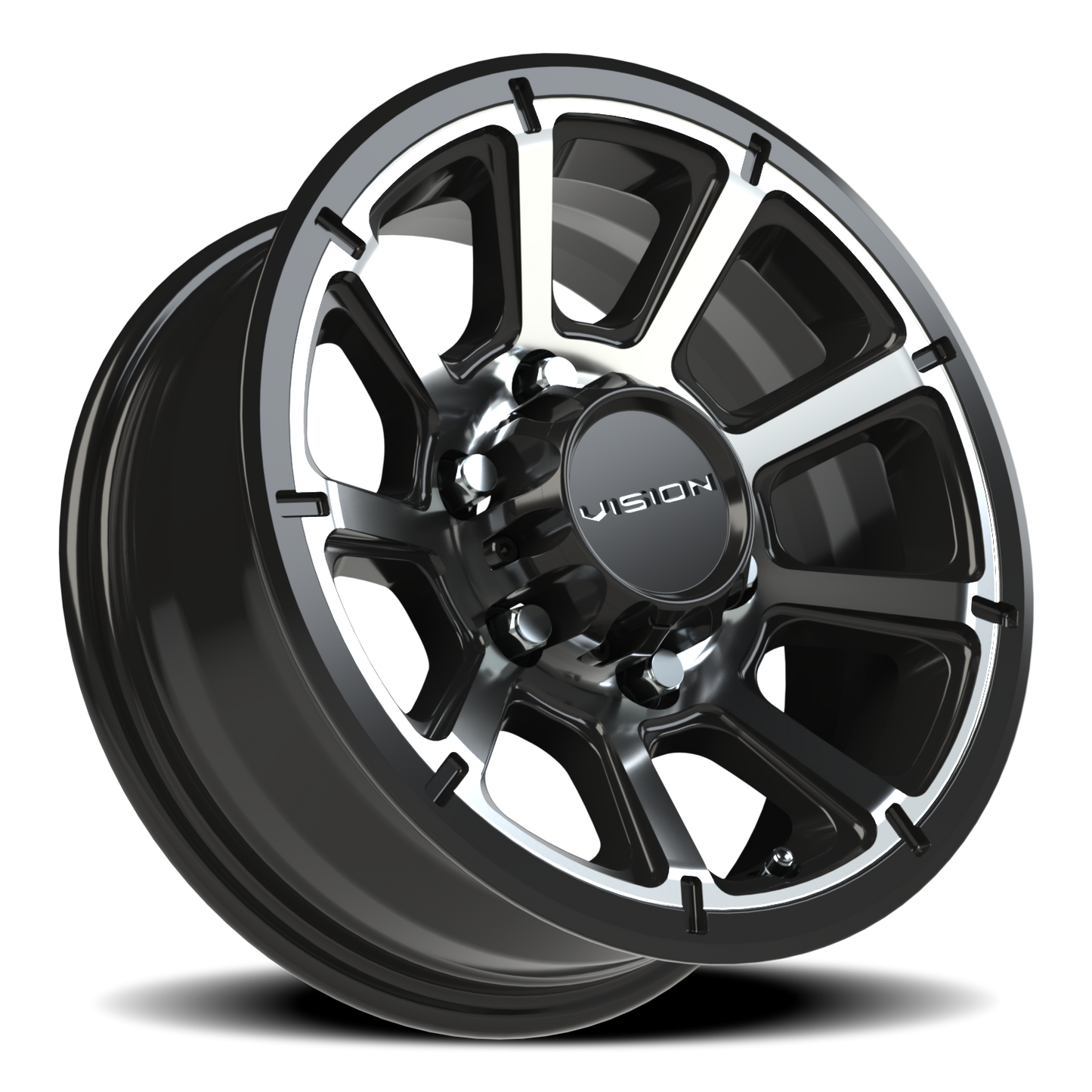 Vision Turbine 15X6 Gloss Black Machined Face Wheel
