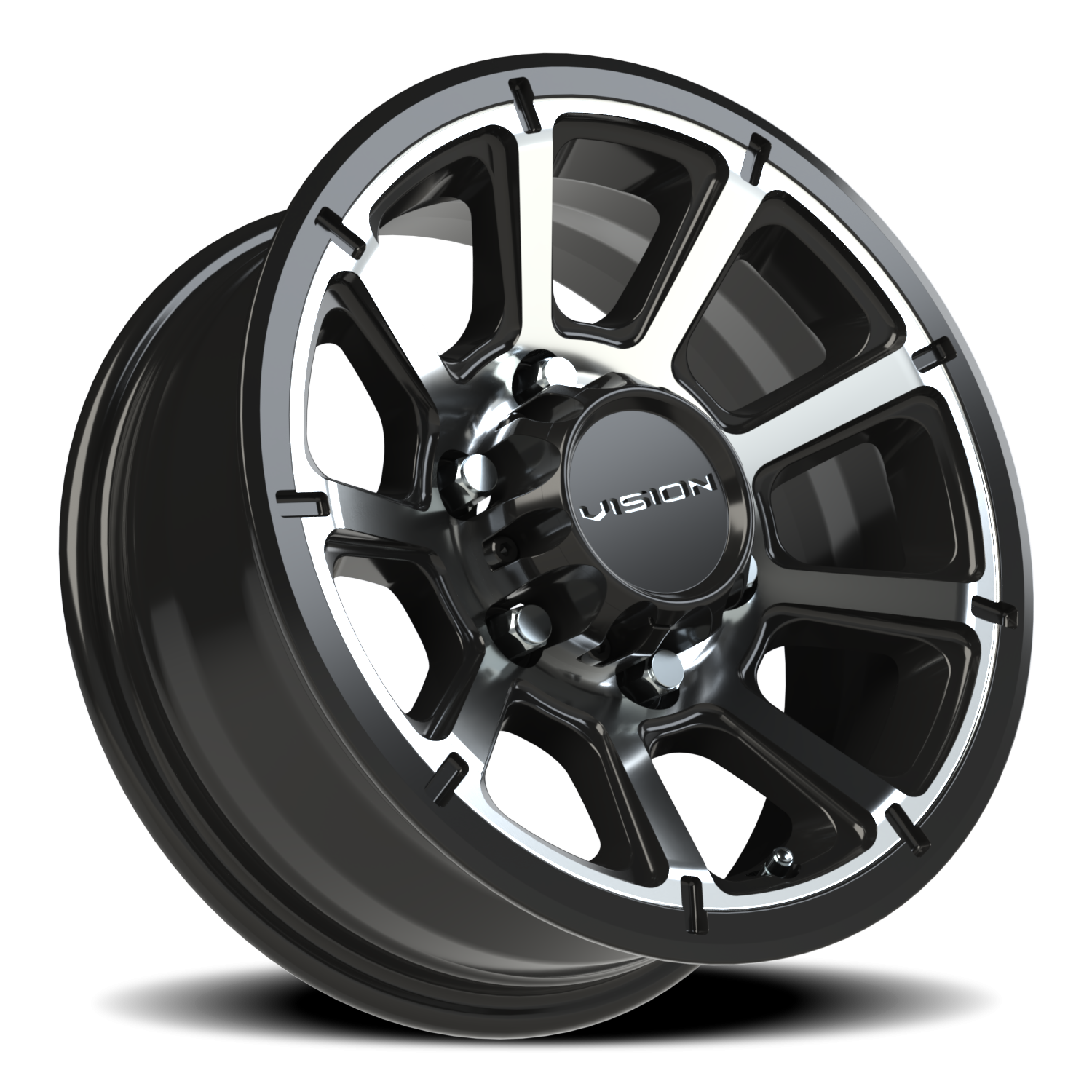 Vision Turbine 15X6 Gloss Black Machined Face Wheel