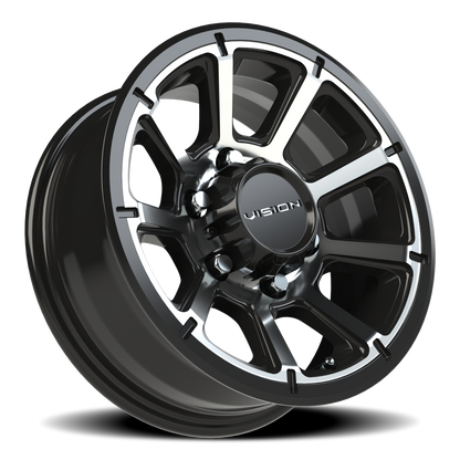 Vision Turbine 15X6 Gloss Black Machined Face Wheel