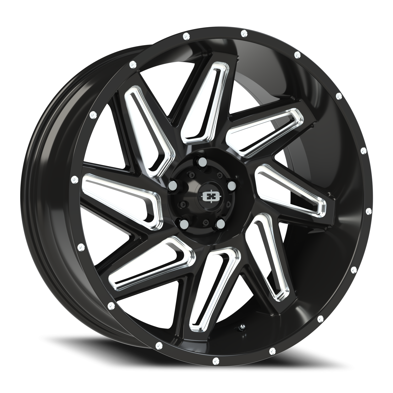Vision Spyder 22X10 Gloss Black Milled Spoke Wheel
