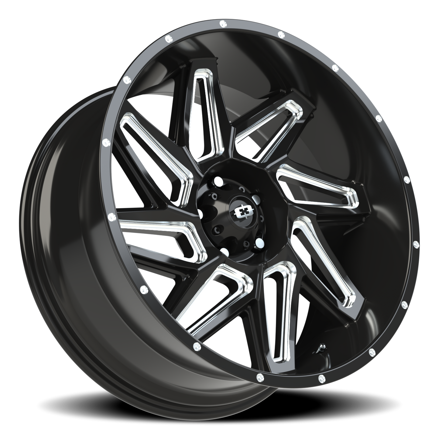 Vision Spyder 22X10 Gloss Black Milled Spoke Wheel