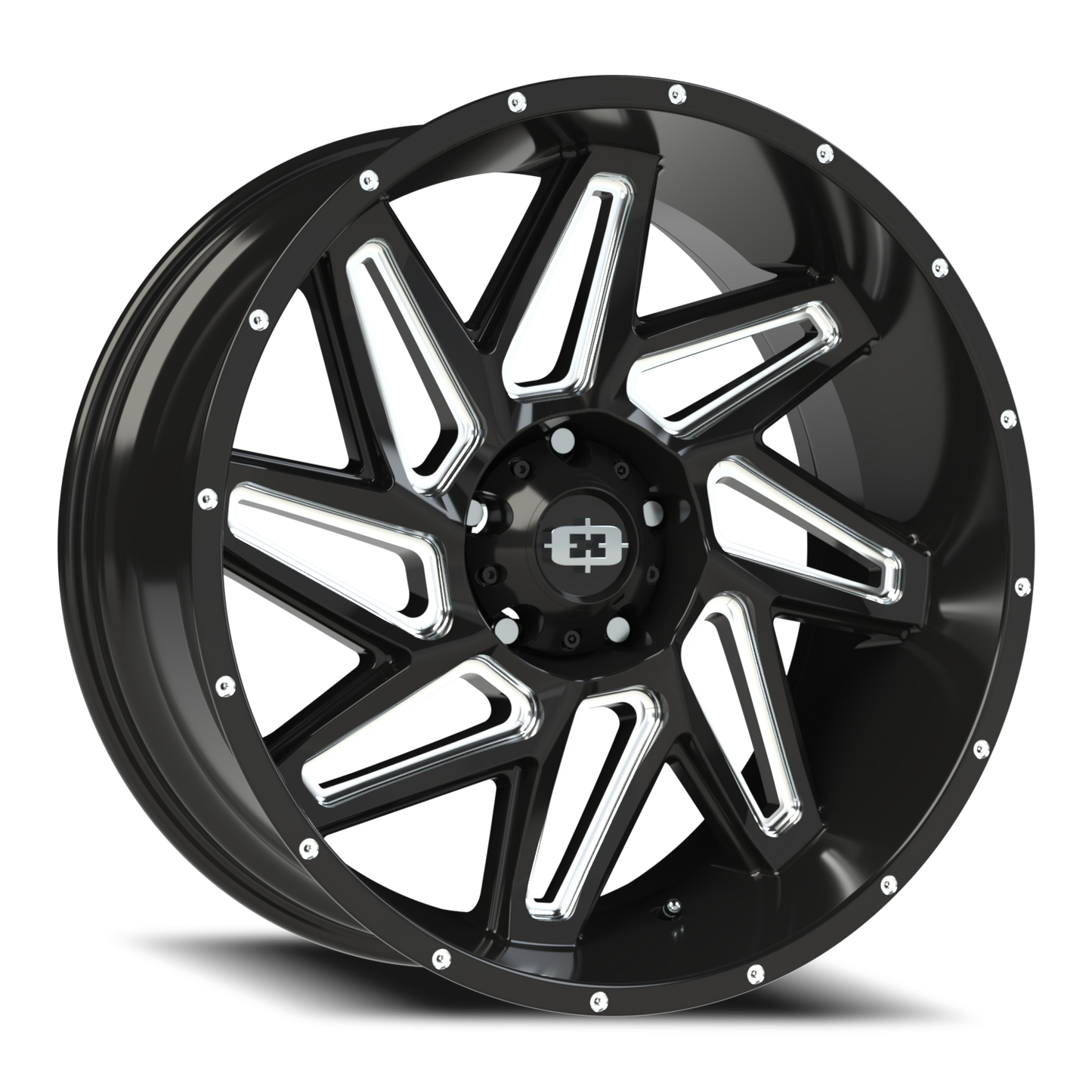 Vision Spyder 22X10 Gloss Black Milled Spoke Wheel