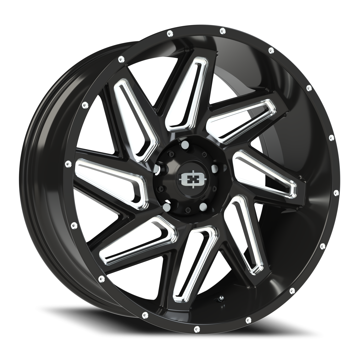 Vision Spyder 22X10 Gloss Black Milled Spoke Wheel