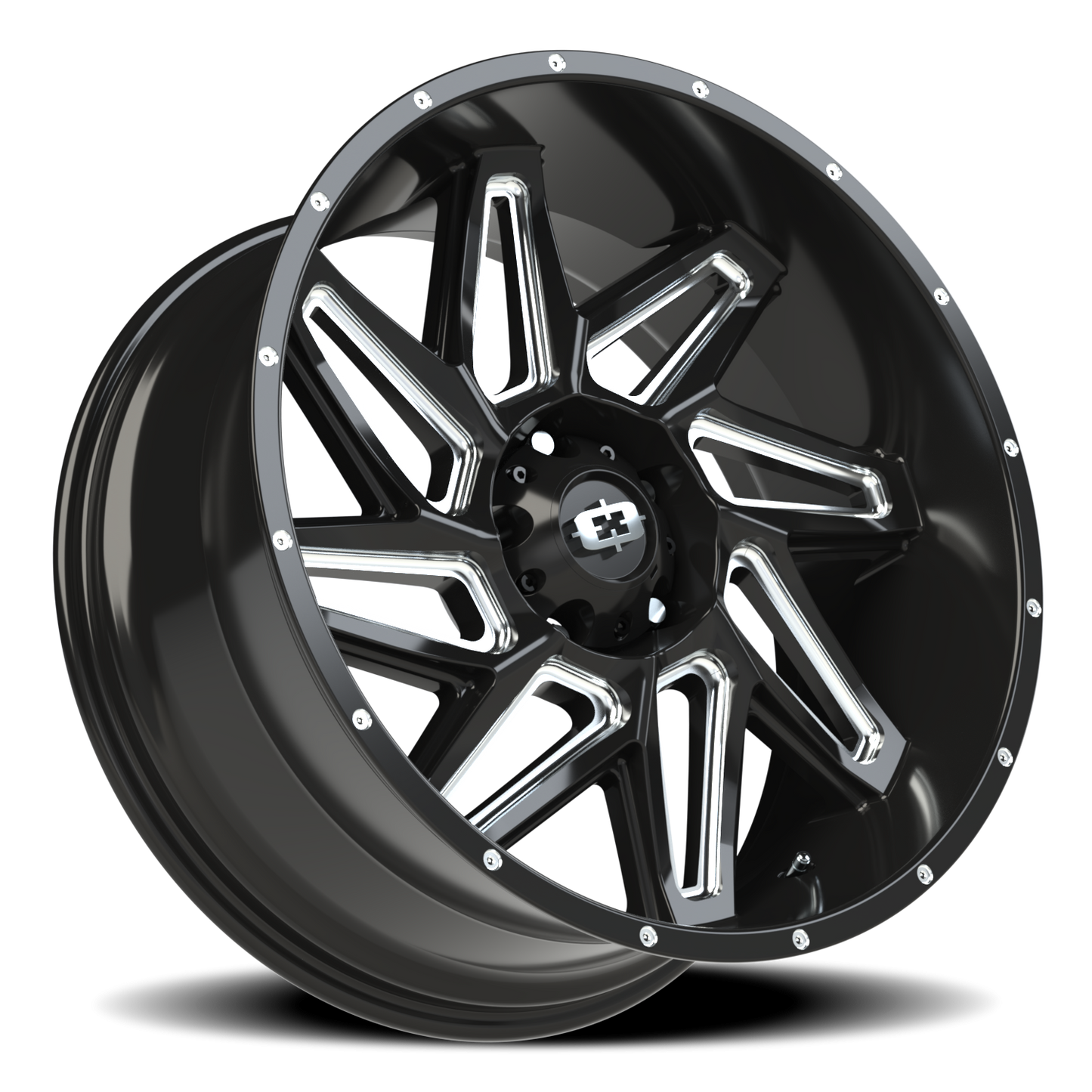 Vision Spyder 22X10 Gloss Black Milled Spoke Wheel