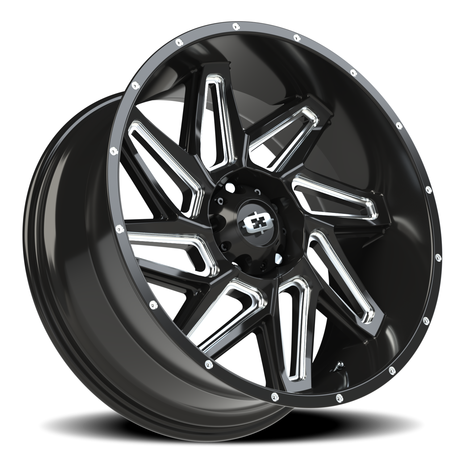 Vision Spyder 22X10 Gloss Black Milled Spoke Wheel