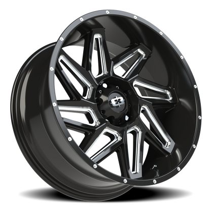 Vision Spyder 22X10 Gloss Black Milled Spoke Wheel