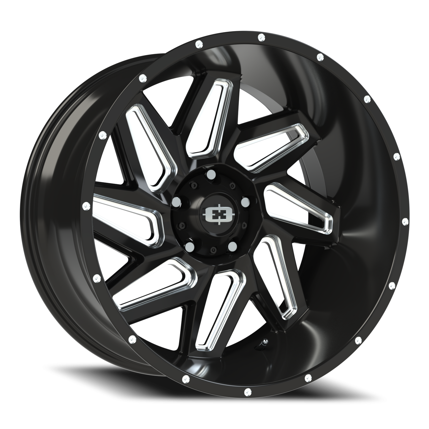 Vision Spyder 22X12 Gloss Black Milled Spoke Wheel