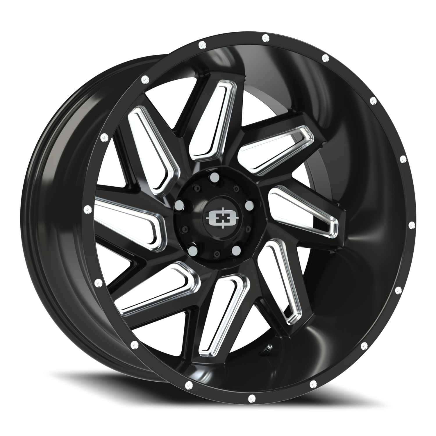 Vision Spyder 22X12 Gloss Black Milled Spoke Wheel