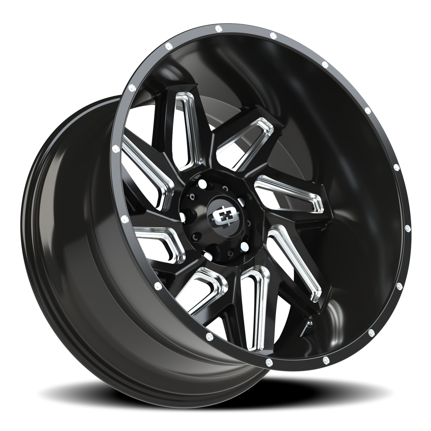 Vision Spyder 22X12 Gloss Black Milled Spoke Wheel