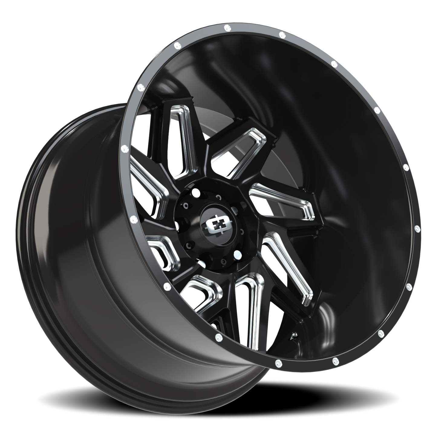 Vision Spyder 22X14 Gloss Black Milled Spoke Wheel
