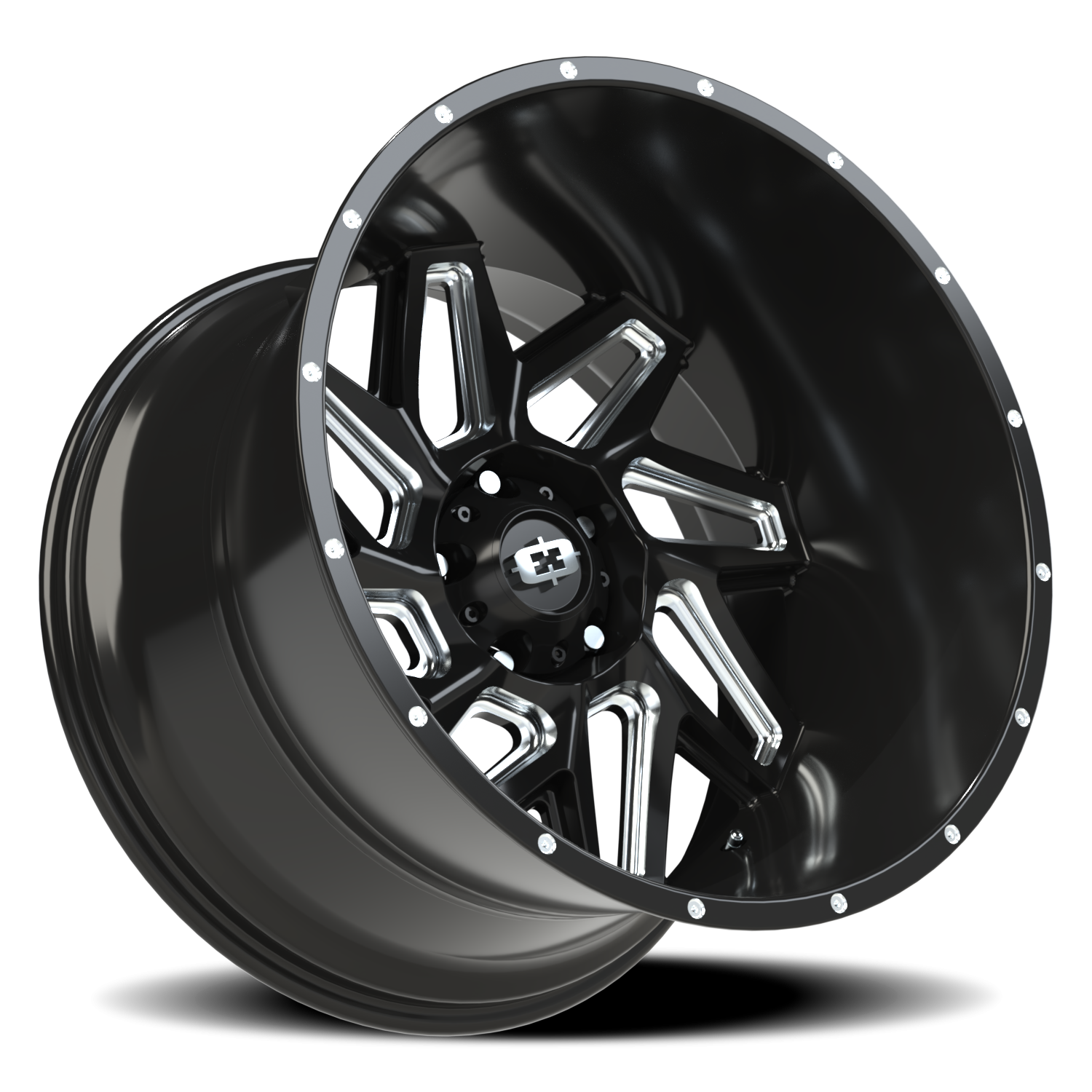 Vision Spyder 22X14 Gloss Black Milled Spoke Wheel