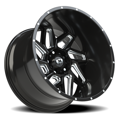 Vision Spyder 22X14 Gloss Black Milled Spoke Wheel