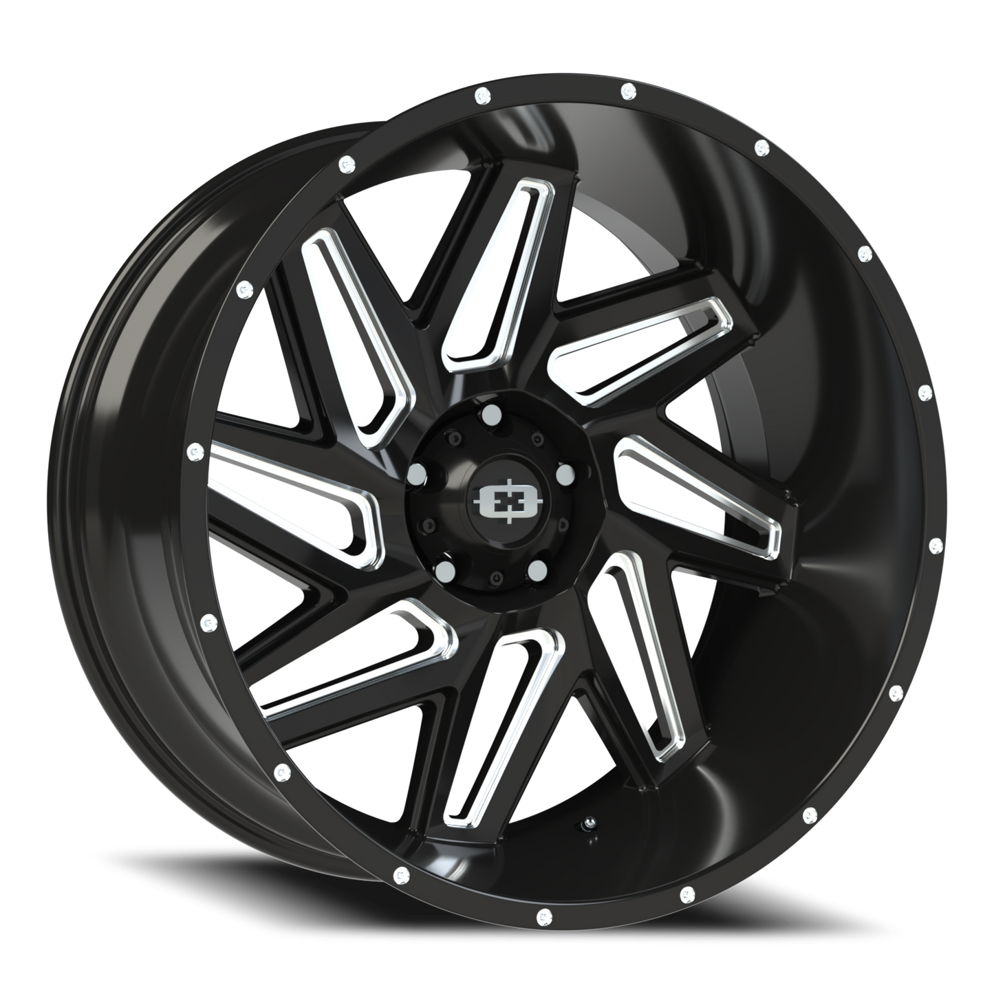 Vision Spyder 24X12 Gloss Black Milled Spoke Wheel