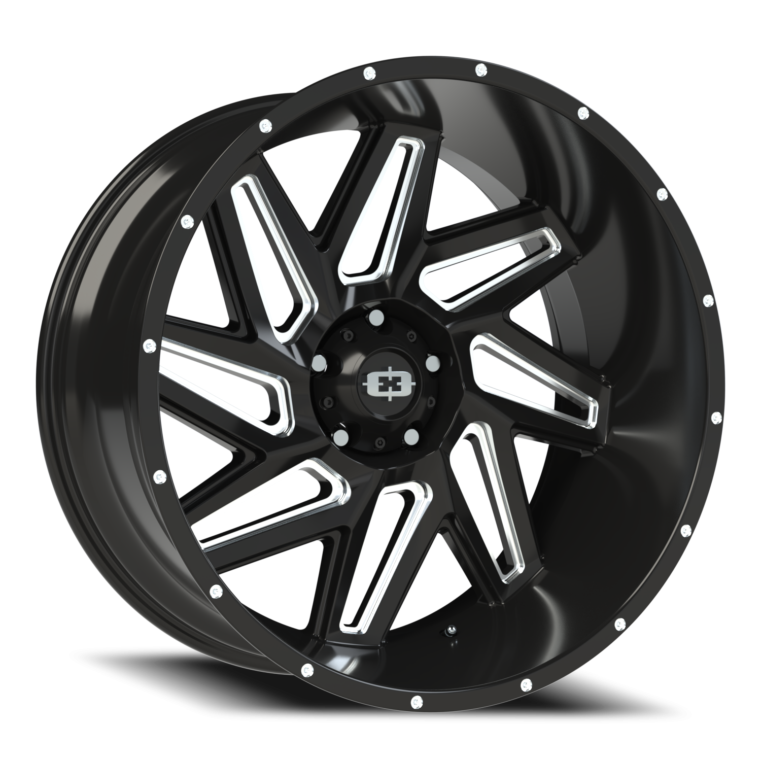Vision Spyder 24X12 Gloss Black Milled Spoke Wheel