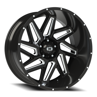 Vision Spyder 24X12 Gloss Black Milled Spoke Wheel