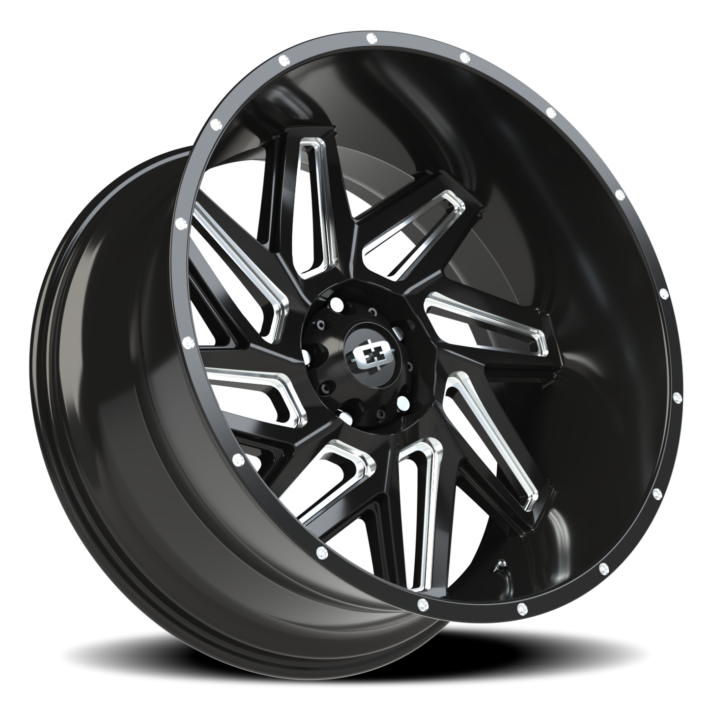 Vision Spyder 24X12 Gloss Black Milled Spoke Wheel