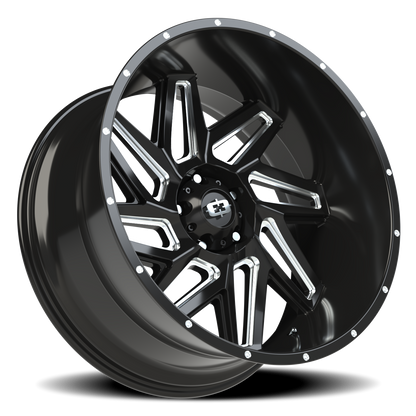 Vision Spyder 24X12 Gloss Black Milled Spoke Wheel