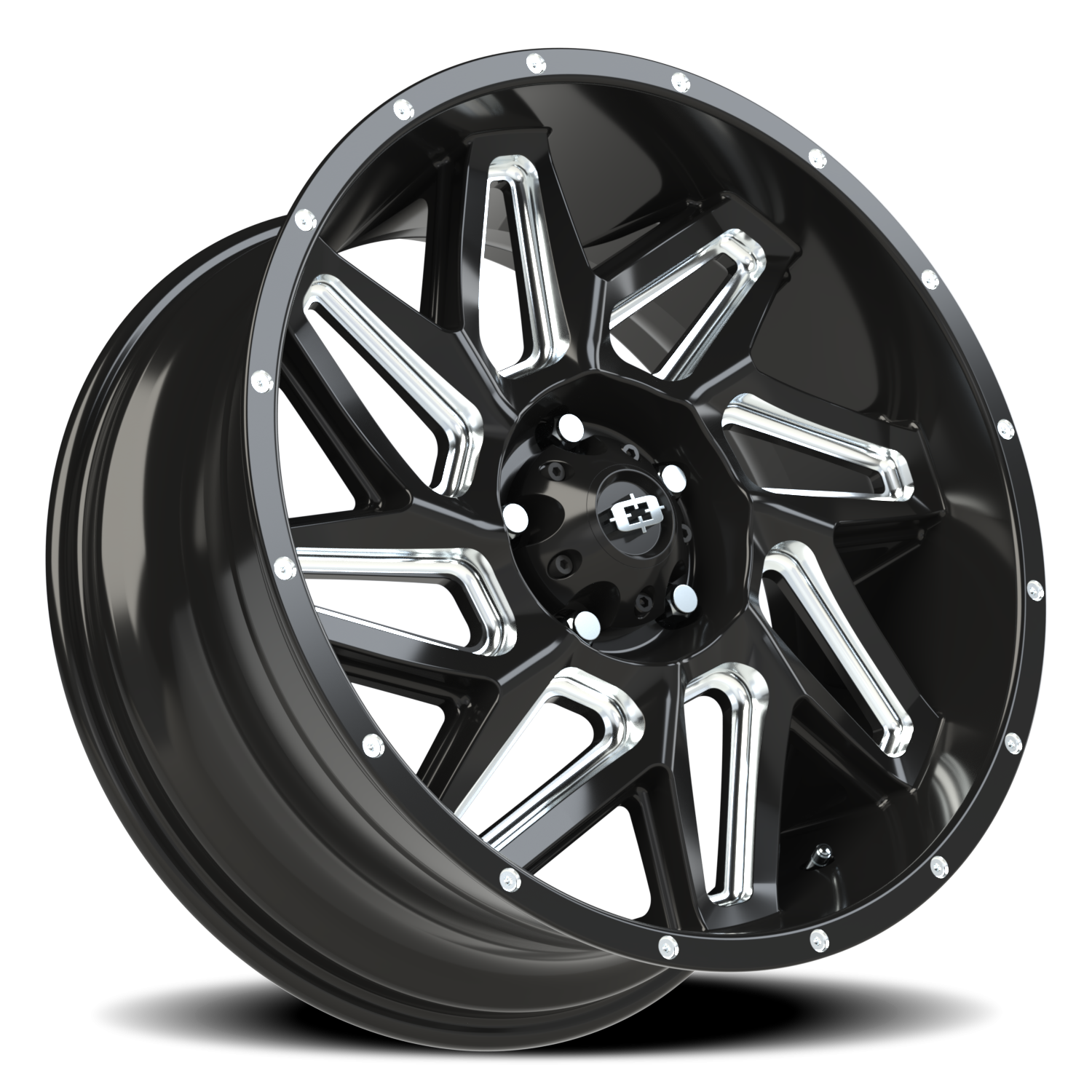Vision Spyder 20X9 Gloss Black Milled Spoke Wheel