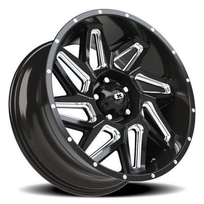 Vision Spyder 20X9 Gloss Black Milled Spoke Wheel