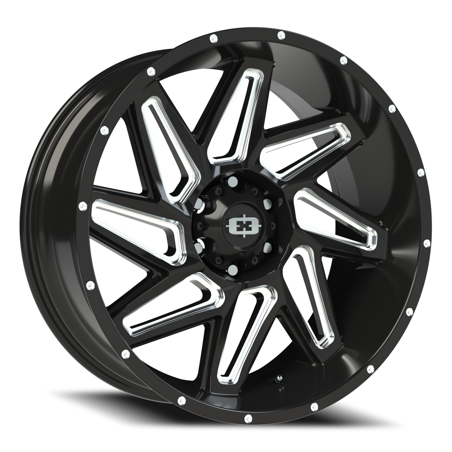 Vision Spyder 22X10 Gloss Black Milled Spoke Wheel