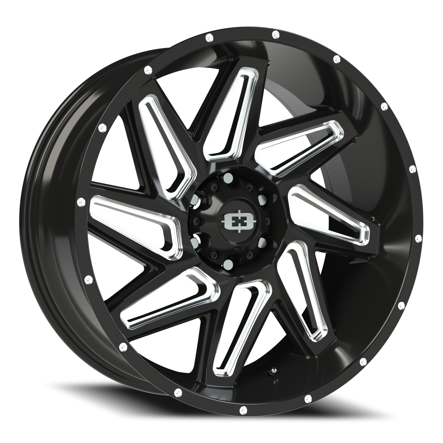 Vision Spyder 22X10 Gloss Black Milled Spoke Wheel