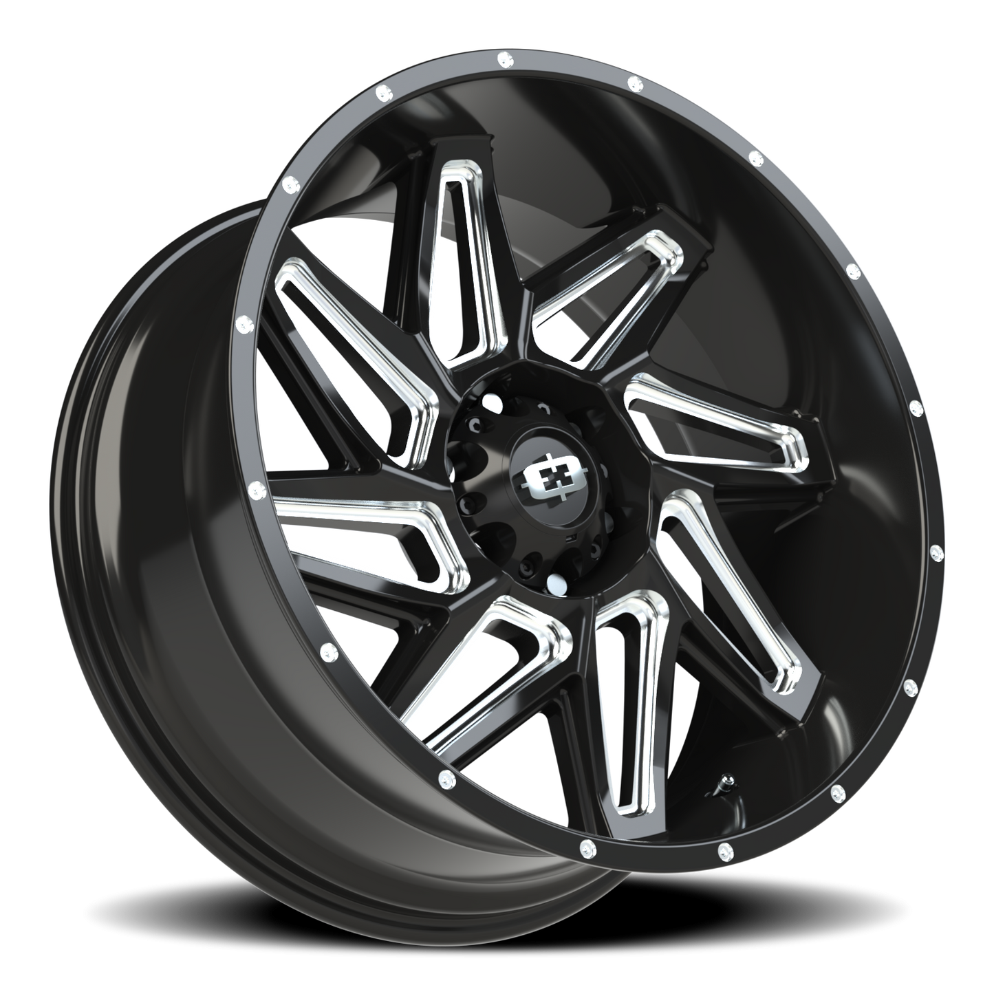 Vision Spyder 22X10 Gloss Black Milled Spoke Wheel
