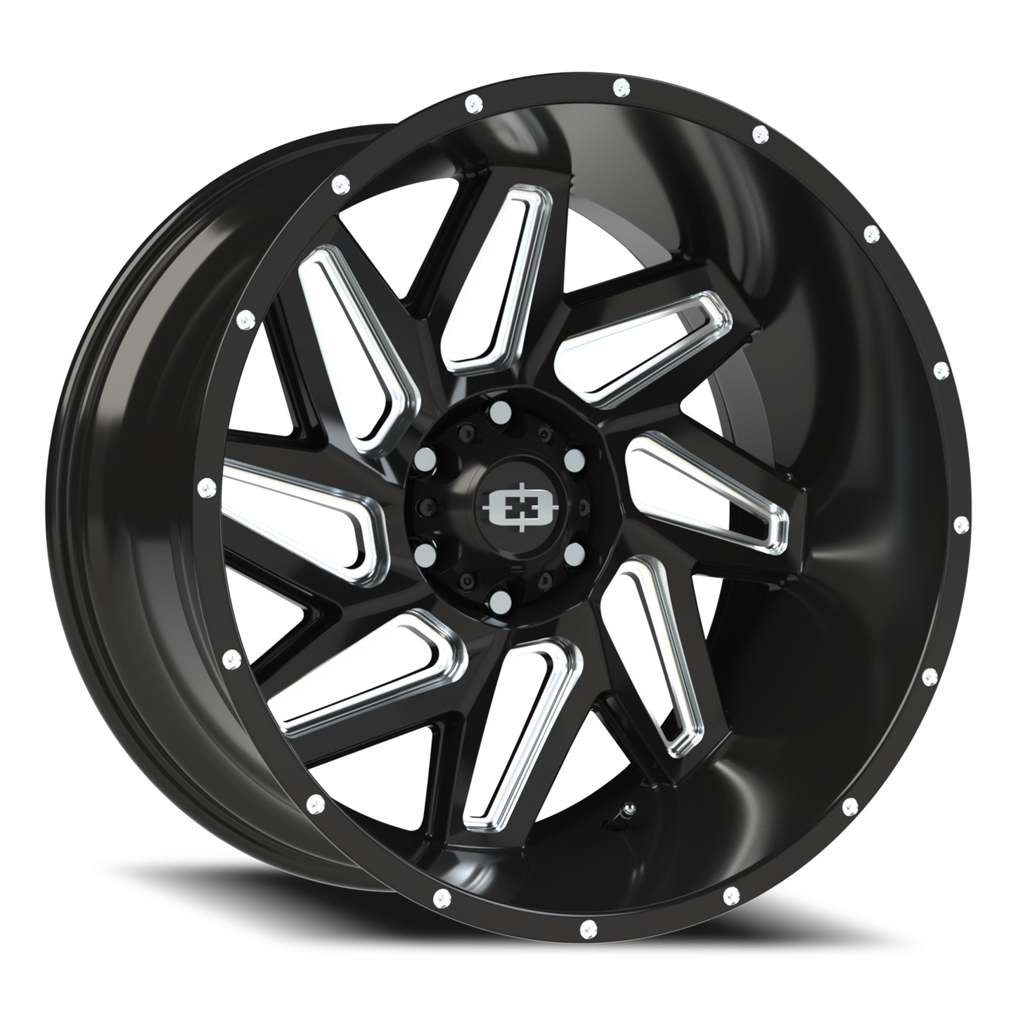 Vision Spyder 22X12 Gloss Black Milled Spoke Wheel