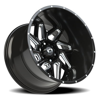 Vision Spyder 22X14 Gloss Black Milled Spoke Wheel