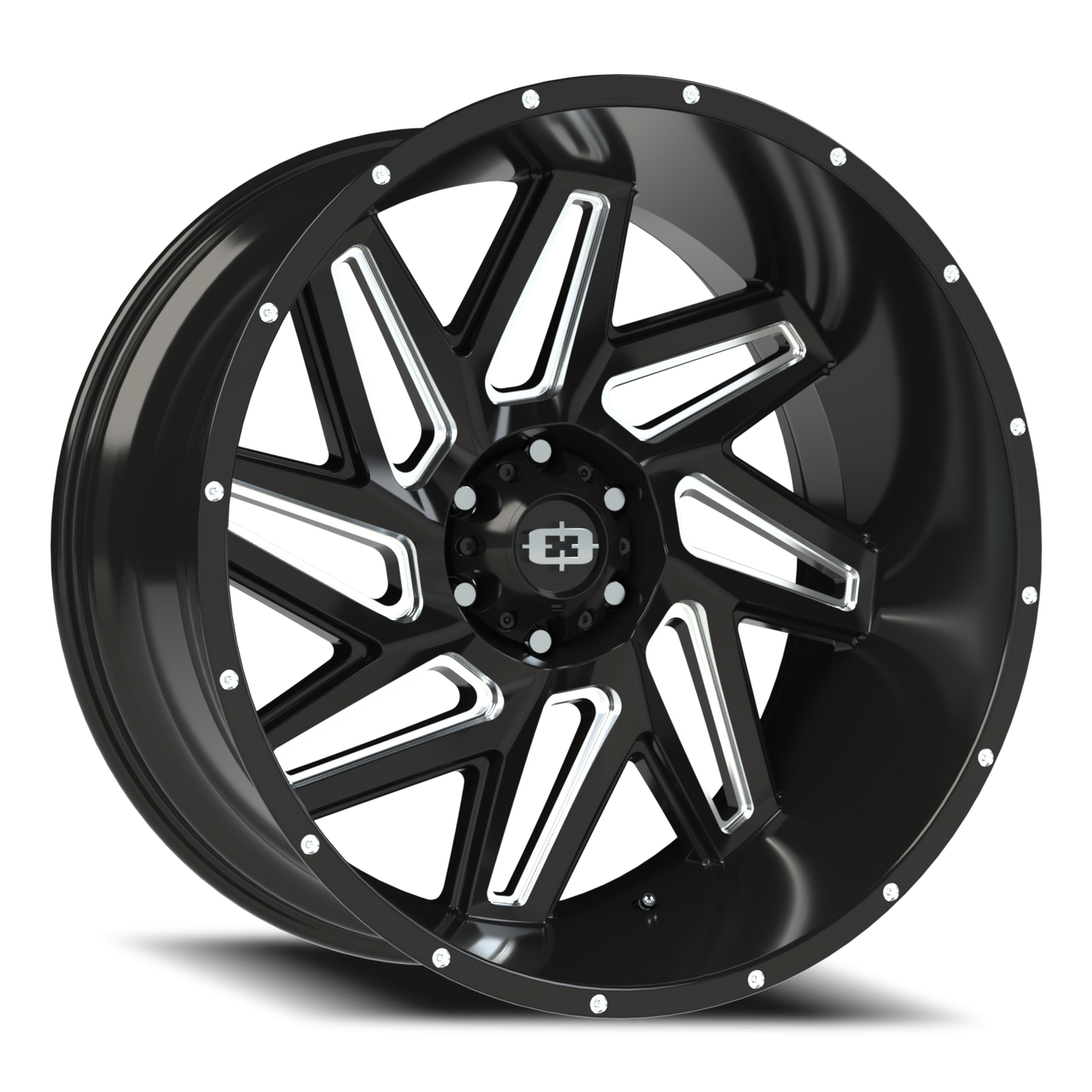 Vision Spyder 24X12 Gloss Black Milled Spoke Wheel