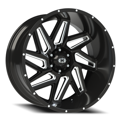 Vision Spyder 24X12 Gloss Black Milled Spoke Wheel