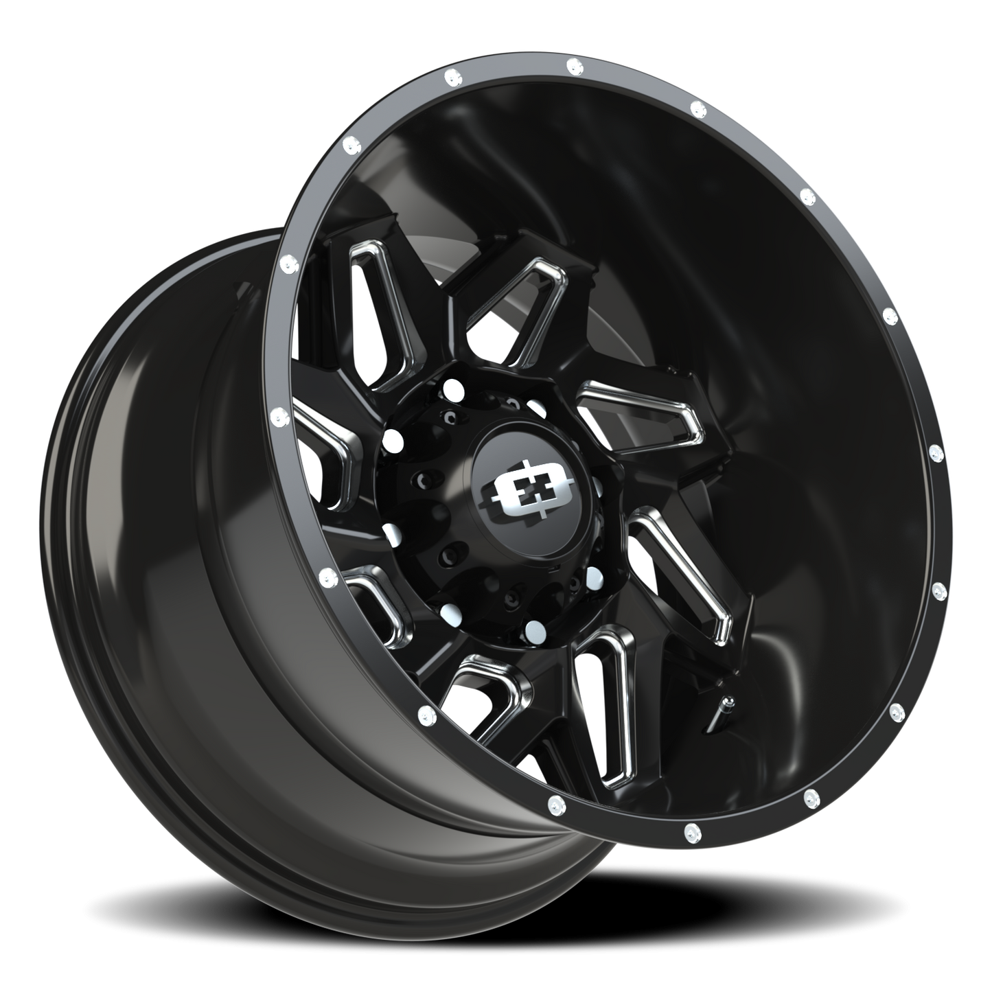 Vision Spyder 20X12 Gloss Black Milled Spoke Wheel
