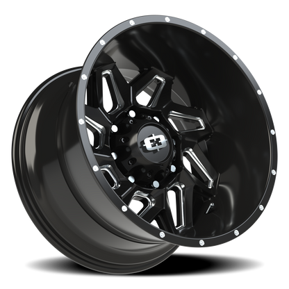 Vision Spyder 20X12 Gloss Black Milled Spoke Wheel