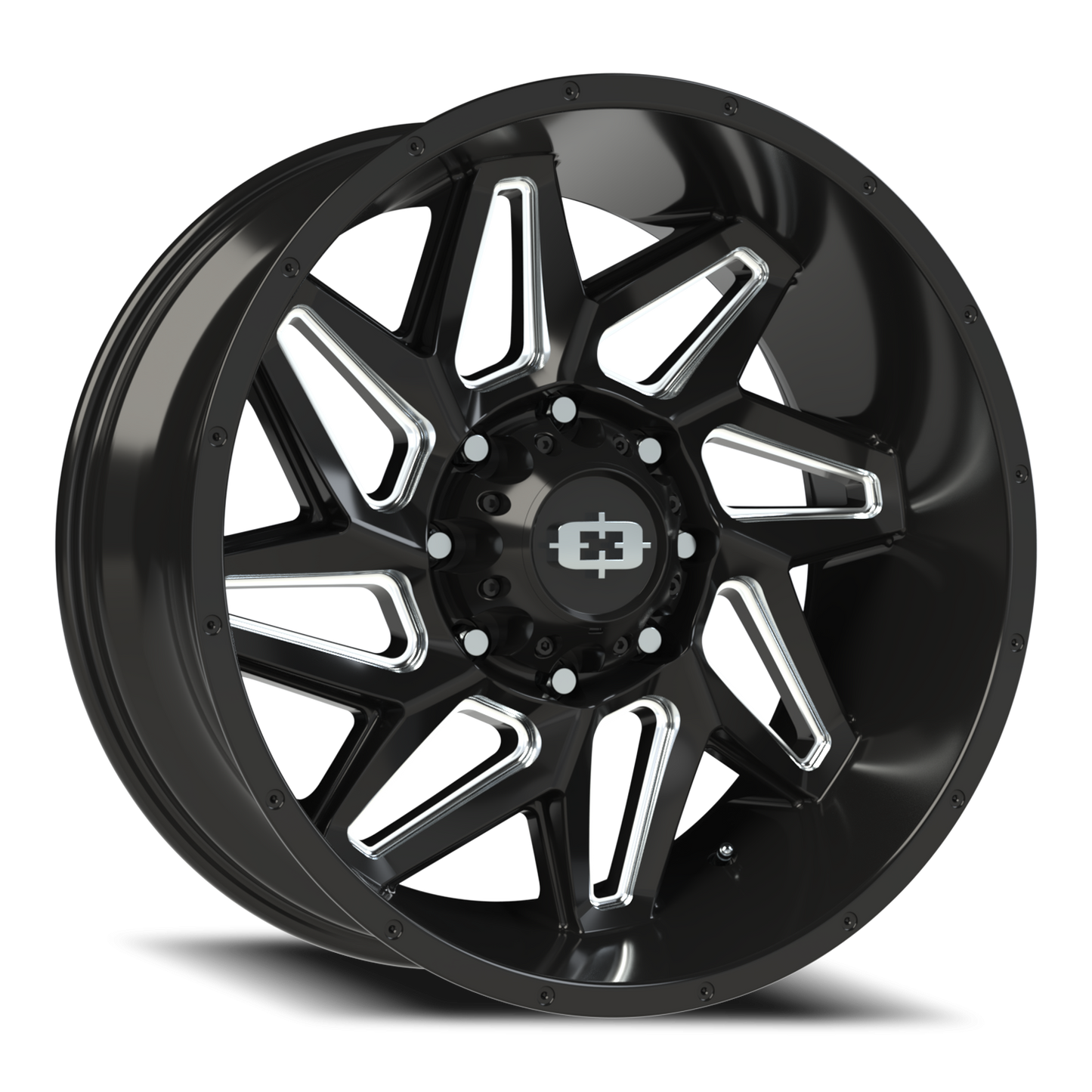 Vision Spyder 22X10 Gloss Black Milled Spoke Wheel